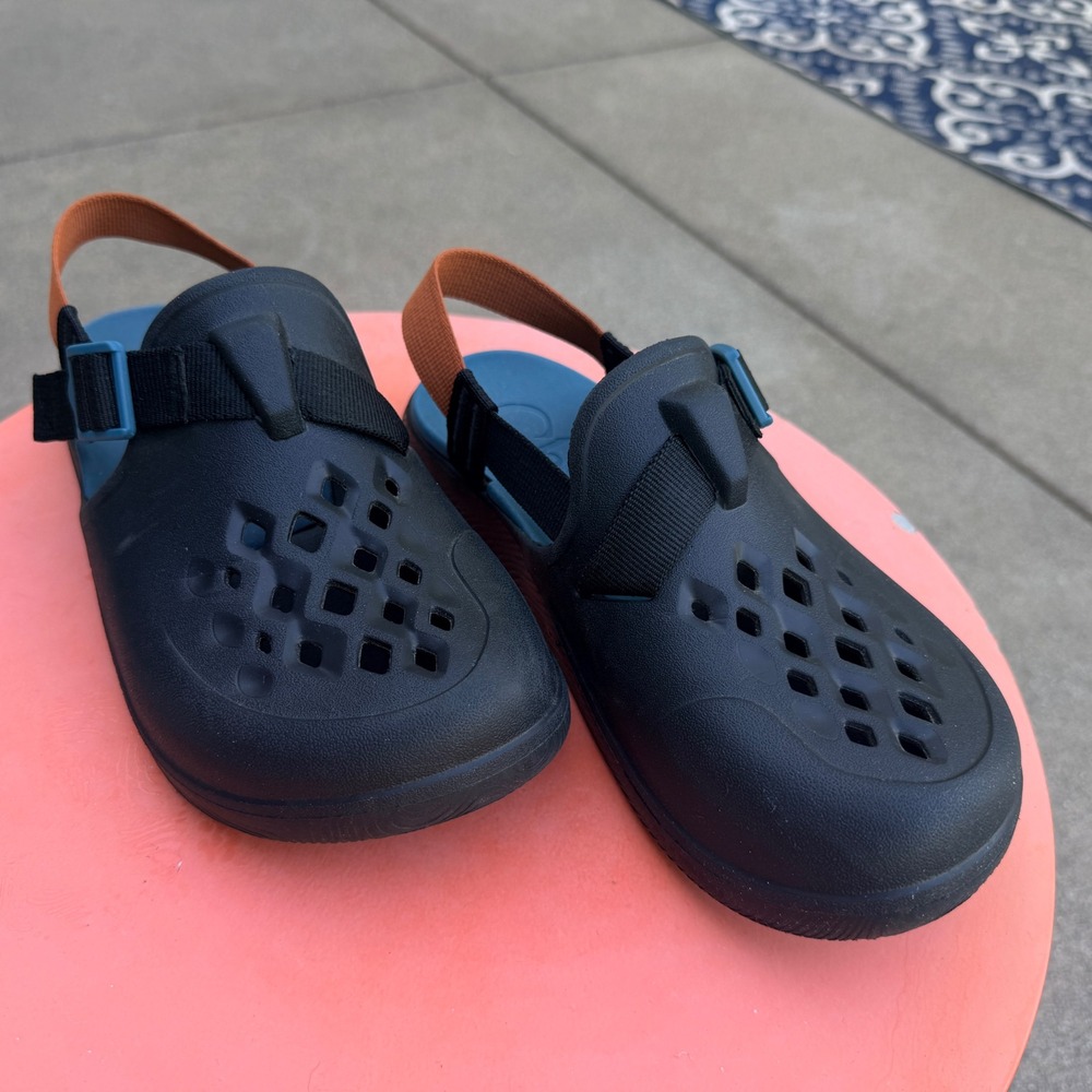 Chaco Chillos Clog Sz 5 /36 Black Blue Orange Outdoor Sport Sandal Water Shoes